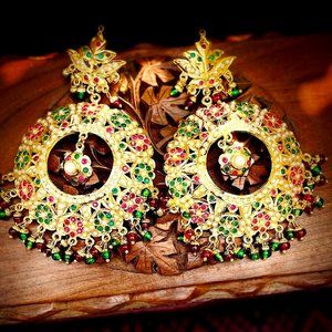 Seerat, The Heay Gold Plated Jadau Chandbalis